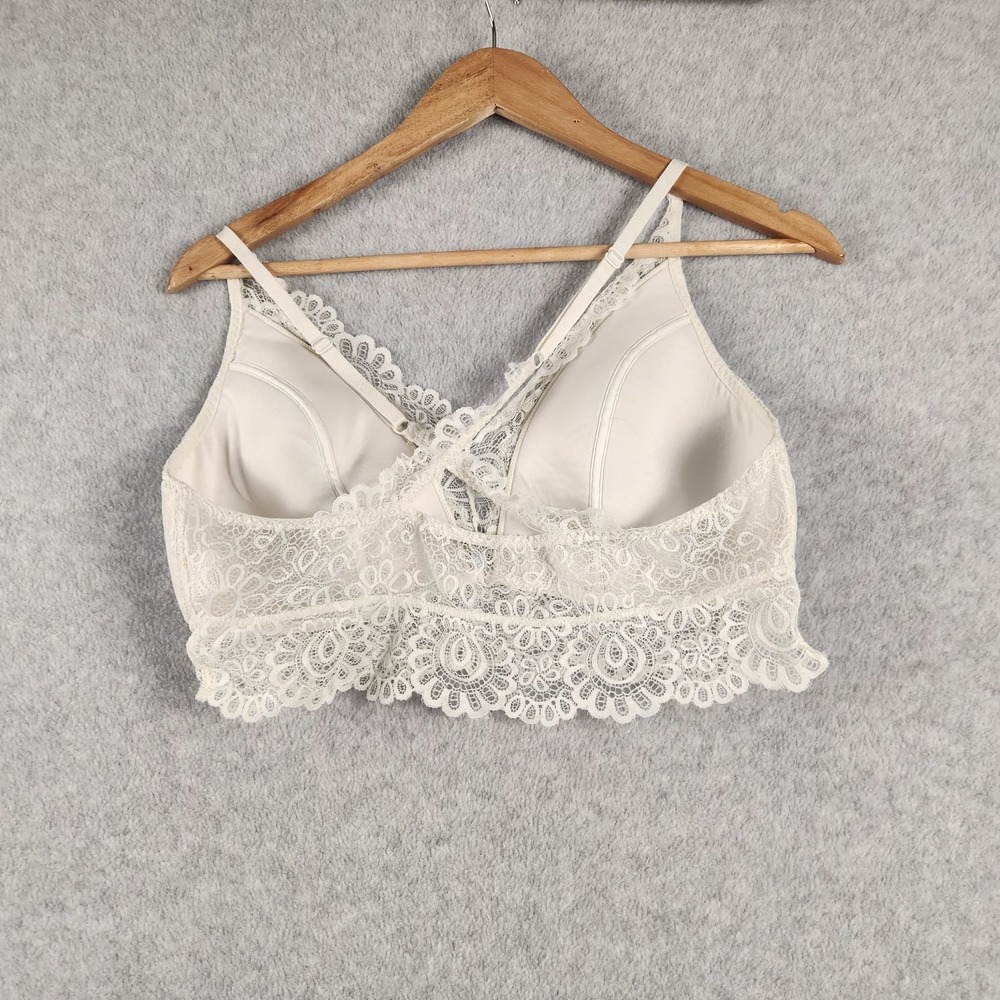BKF Essentials Womens XL Ivory Lace Bralette Crop Top Padded Lined Adjustable... - Picture 2 of 7
